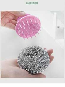 1/4/10 st. avtagbar stålullsborste, fällfri, repfri, fettbeständig rengöringsborste för kök, badrum, diskning, kastruller och stekpannor - Multifärgad - Visa 6