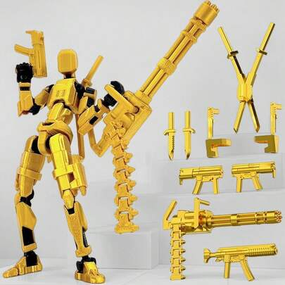 1pc T13dummy 3D Printed Multi-Articulated Jointed Firearm Figurine, Multiple Weapons Assault Rifle In Various Colors And Accessories, Compact Convenient Articulated Toy 5.90inch, ABS Material, Stylish And Cool 3D Printed Toy, Suitable For 14+ Years Old, Collectible Decor For Bedroom, Living Room, Desk, Office, Outdoor