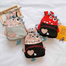 卡通恐龙印花背包，可爱书包，休闲卡通图案背包 - 均碼 - 查看 3