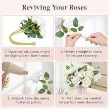 Bó hoa hồng nhân tạo 40 bông, hoa giả bằng lụa, hoa hồng thân dài trông như thật, thích hợp để trang trí đám cưới, trang trí bàn tiệc cô dâu, cắm hoa, trang trí bàn tiệc tại nhà, sinh nhật, kỷ niệm, trang trí ngày lễ. - trắng - Xem 6