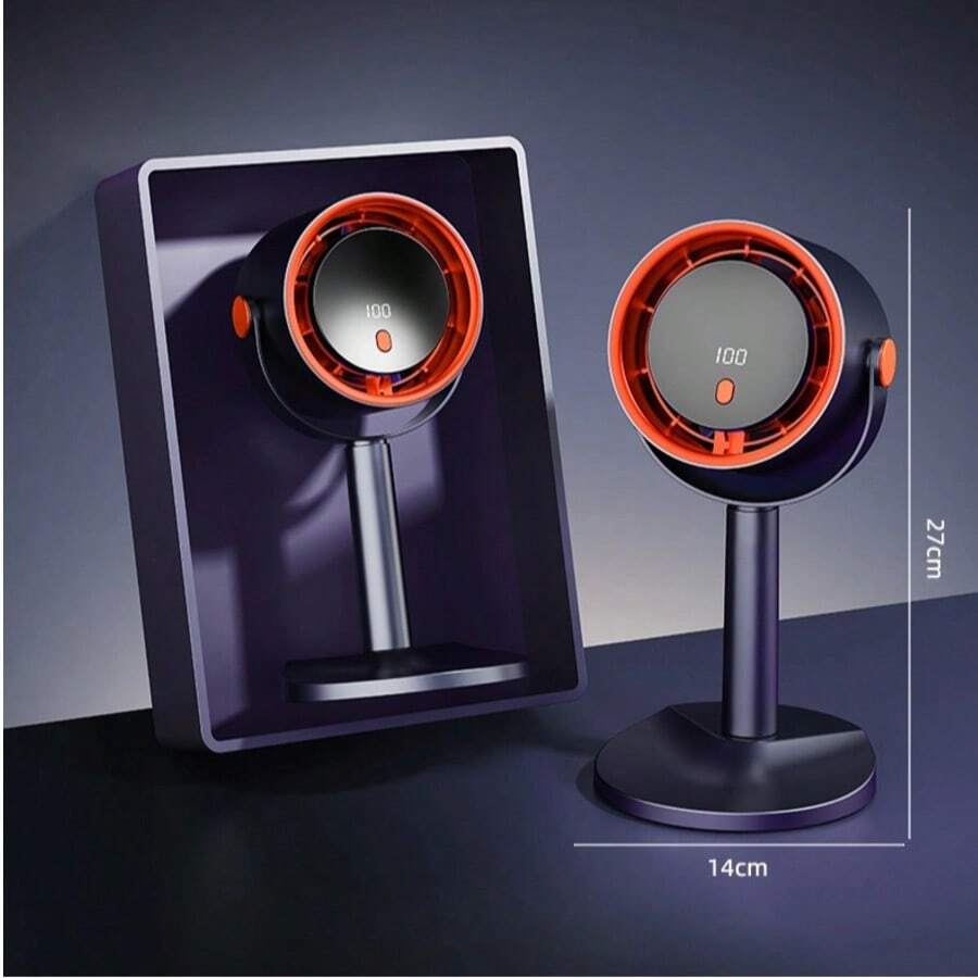 100档变速新款无叶桌面风扇，带数字显示屏，桌面空调风扇，家用/办公桌面风扇，USB充电，适用于办公室、家庭、客厅