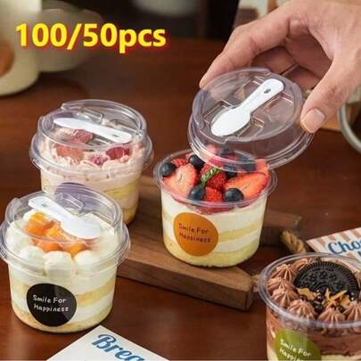 20/10 piezas Juego reutilizable de tazas redondas para pudín, que incluye tazas, tazas con tapas con cuchara, tazas de fiesta reutilizables, tazas con tapas con cuchara, tazas novedosas, cajas transparentes para tartas de mousse, tazas de yogur, tazas de fiesta reutilizables, solo lavado a mano, adecuado para cumpleaños, graduación, despedida de soltero, temporada de bodas, vajilla, suministros para fiestas, tazas redondas, elegantes tazas de postre, material reutilizable, plástico duradero, con cuchara, recipiente para pudín, amantes de los postres