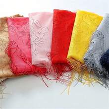 1pc Women's New Lace Fringe Shawl Scarf Lightweight Breathable Solid Color Triangular Scarf Headwraps Dress Accessory Wedding Party Bridesmaid Head Scarf Valentine's Day Valentines - màu đen - Xem 5
