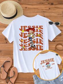 Disney Women's Casual White Cotton T-Shirt With Toy Story Jessie Graphic Print, Short Regular Sleeves And Round Neck For Everyday Wear. - 白色 - 查看 1