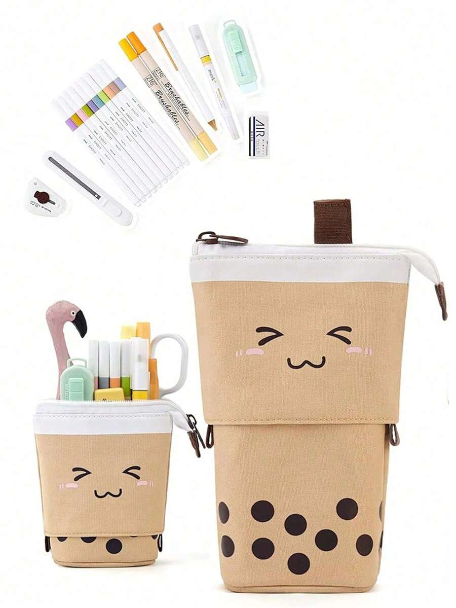 Hộp bút đứng kiểu trà sữa trân châu dễ thương cho trẻ em - Quà tặng tiệc tùng, quà sinh nhật cho trẻ em, văn phòng phẩm đáng yêu, hộp đựng đồ dùng trên bàn dung tích lớn, phù hợp cho cả bé trai và bé gái. - Cà phê nâu - Xem 1