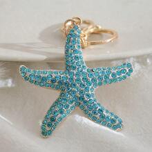 Rhinestone Ocean Starfish Car Key Chain Metal Keyring Bag Charm Keychain, Creative Cross-Border Gift, Zinc Alloy Jewelry, Summer Car Accessories Cute Goth Y2k Bag Accessories Lanyards With Id Holder Car Accessories Bag Charms  Party    Zinc Alloy    Marine Life - 西瓜粉 - 查看 4