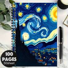 100页梵高《星夜》螺旋笔记本，大容量。经典艺术封面，色彩鲜艳。适用于工作记录、学习笔记、日常计划等。无论是学校使用、毕业礼物、生日礼物，还是用于写日记和备忘录，都是绝佳的礼物之选。 - 2 - 查看 7