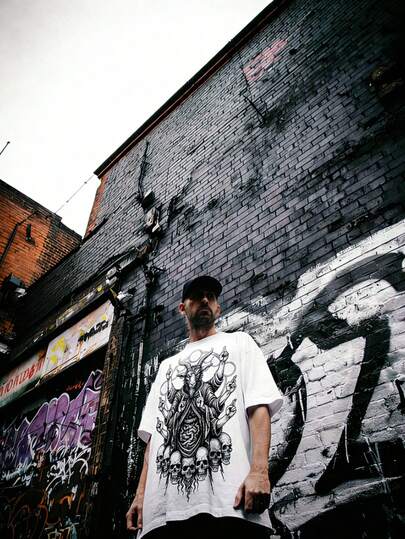 Men's Street Fashion Dark Gothic Punk Style Graphic T-Shirt, Urban Street Chic, Short Sleeve Top