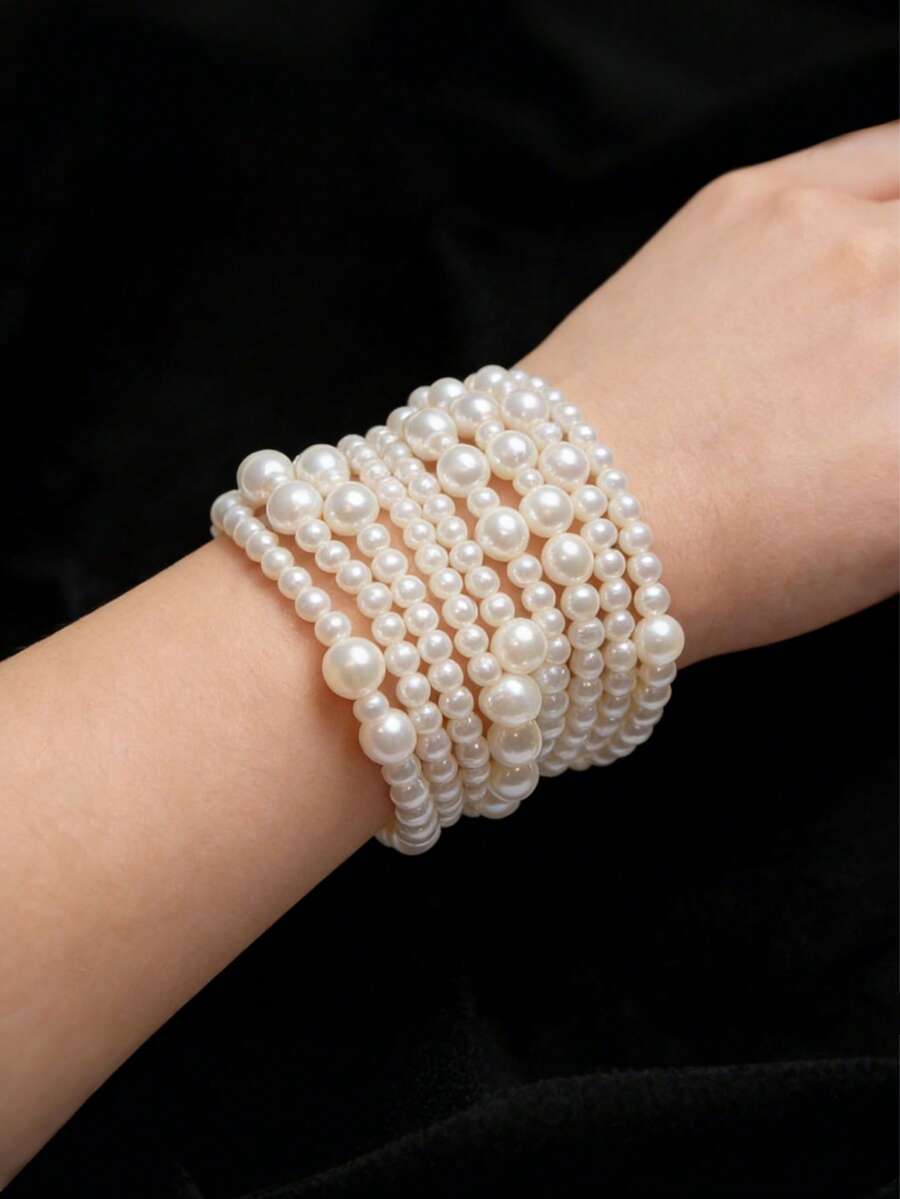 1 Set Fashionable Elegant Pearl ChainBracelet Luxury PersonalizedAccessories For Women - Multicolor - View 1