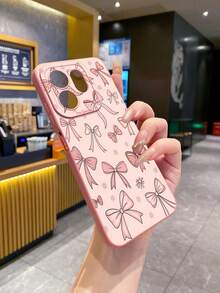 1pc Pink Bow Tie Camera Anti-Drop Phone Case, UV Printed Compatible With Samsung/Galaxy///// Android Models - Pink - View 6