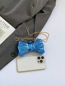 蝴蝶结艺术袁素凤链条女士小方包 2025春夏新款简约单肩斜挎包 - 藍色 - 查看 8