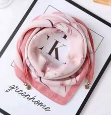 Pañuelo de Seda con Protección Solar para Verano, Regalo de Lujo Exquisito de Alta Gama, Nueva  de Moda Otoño 2024, Pañuelo Vintage Estampado con Cierre Magnético para Mujer, Calentador de Cuello, Pañuelo Cuadrado - flores rosas - Ver 12