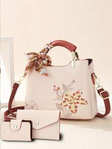 Elegant Embroidered Women's Handbag - With Detachable Shoulder Strap, Zipper Closure, Golden Hardware, Everyday Elegance | Handbag | Detachable Strap - Black - View 11