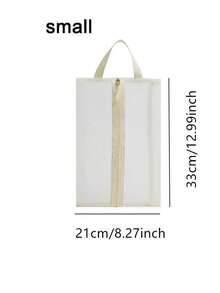 1pc Foldable Breathable Mesh Shoe Bag - Transparent Visual Design, Durable Polyester Large Capacity Shoe Storage Bag, Suitable For Storage In Gyms, Travel, Beaches, Cosmetics And Toiletries - Beige/Black, Washable Bag, Shoe Storage Travel Bag, Portable Handheld Shoe Bag - Multicolor - View 12
