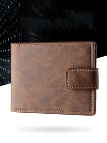 Fashionable Faux Leather Wallet - Compact Zipper Card Holder & Coin Purse, Snap Closure Card Case, "Don't Touch My Wallet" Design, Ideal Daily Use Billfold - Light Brown - View 2