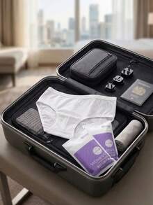 Set de 7 piezas de bragas desechables y transpirables a rayas para mujeres, empaquetadas individualmente, adecuadas para viajes y embarazo - Blanco - Ver 3