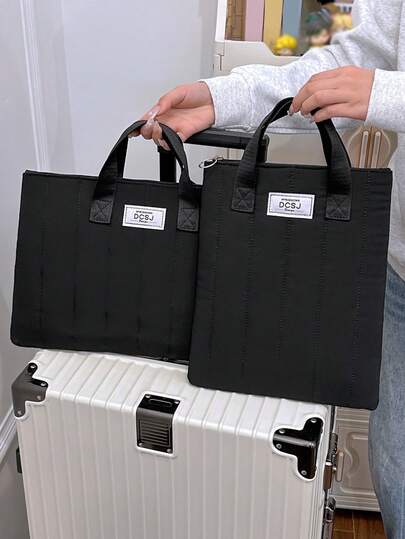 Large Capacity Quilted 12-12.5 Inch Laptop Bag, 2 Sizes Available, Handheld, Multi-Compartment Storage, Minimalist Commuter Style, Suitable For Students, Office, Daily Shopping, Lightweight And Durable To Fit Laptop, Files, Phone