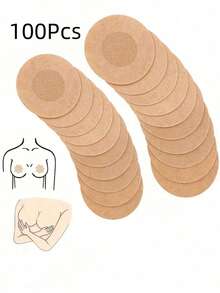 100 miếng/gói Miếng che đầu ngực dùng một lần, không đường may, tự dính, vô hình, phụ kiện nội y nữ, miếng che đầu ngực dùng một lần cho váy dự tiệc/dạ hội. - Màu be - Xem 1