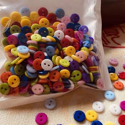 100pcs Mixed Color Resin 2-Hole Buttons (11mm Diameter), Suitable For Sewing Crafts, Vibrant Color Combination, Excellent Decorative Effect