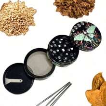 1pc Random Style Green Butterfly Pattern Powerful Grinder, Portable Mini Metal Herb Grinder And Kitchen Spice Mill, Christmas & Halloween Gift - Multicolor - View 6