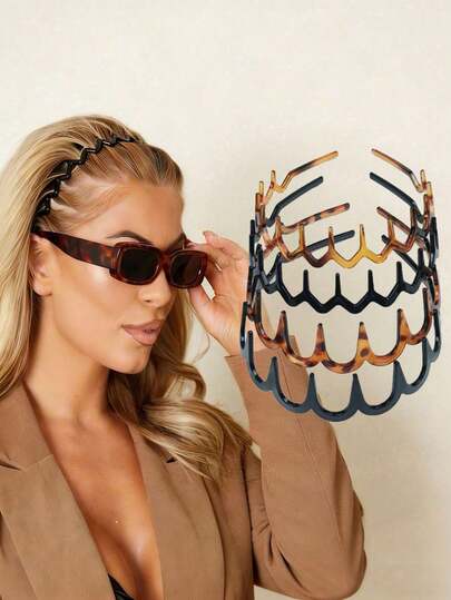 4/2 chiếc băng đô răng cưa lượn sóng, băng đô bản rộng in họa tiết da báo tối giản chống trượt, unisex, phụ kiện chăm sóc tóc, băng đô, băng đô răng cưa, phụ kiện tóc.