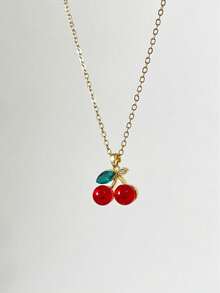 3pcs Leopard & Cherry Necklace Set, 8-BaII Billiard Dice Charm Necklace, Red Cherry Necklace, Fashionable Star Necklace, Classic Leopard Necklace - Vàng - Xem 9
