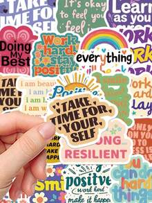 50Pcs Positive Affirmation Stickers School Teacher Supplies Student's Gift DIY Scrapbook Laptop Water Bottles Computer Phone Guitar Waterproof Decorative Sticker, School Supplies,Back To School - 多色 - 查看 4