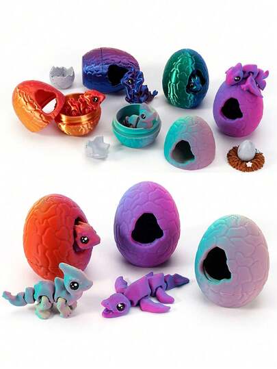 1pc Hatching Dragon Egg Set, Jurassic Dragon Egg Cute Pet Model Toy, Creative Dragon And Egg Colorful Decoration, Suitable For Home And Desktop Decoration Handicrafts, Suitable As Easter Eggs, Christmas Gifts, Birthday Gifts And New Year Gifts
