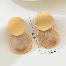 1 Pair Asymmetrical Floral Pattern Acrylic Round Pendant Earrings, Versatile & Elegant Gift - Yellow Gold - View 5