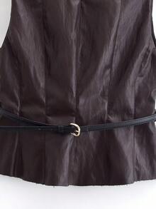 春秋季纯色腰带皮上衣休闲夏季 - 鏽棕色 - 查看 3