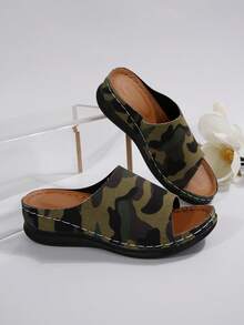 Fashionable Thick Soled Camouflage Sandals, Suitable For Daily Outings And Vacations - Army Green - View 6
