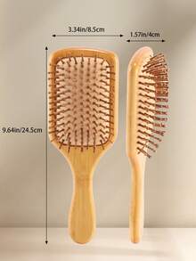 Brosse de massage en bambou, large planche de brosse en bois, peigne en bois massif, convient pour le coiffage des cheveux lisses et bouclés, anti-statique, accessoires pour cheveux - Camel - Voir 8