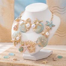 3 Piece Set  Ladies' High-End Colorful Starfish Shell Necklace And Earring , Perfect For Daily Party And Vacation Wear, Holiday Gift - 彩色的 - 查看 8