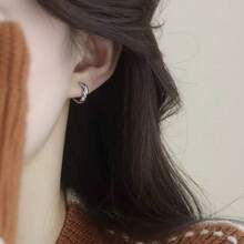 925纯银法式极简主义绳结圆环耳环，优雅绳结耳环 - 彩色 - 查看 4