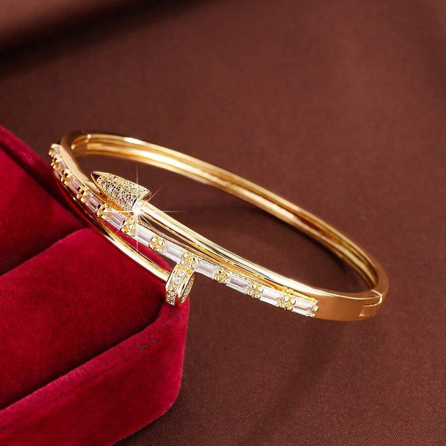 1 chiếc vòng tay thời trang hình mũi tên quấn quanh, đính đá Cubic Zirconia, dành cho nữ. - Nhiều màu - Xem 1