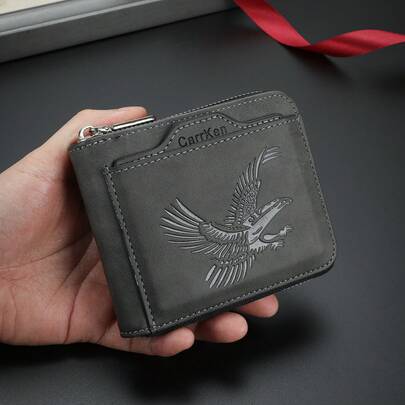 CARRKEN New Men's Wallet, Vintage Fashion Eagle Pattern Multi-Functional Zipper Wallet, Youth Student Versatile Multi-Card Holder, Gift For Men, Christmas Gift