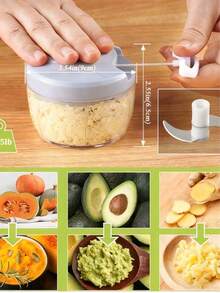 900ml Extra Large Capacity Manual Food Chopper, Vegetable Chopper, Garlic Chopper, Pull Cord Style Manual Food Processor, Comes With 5 Sharp Blades To Chop Onions, Peppers, Ginger And More - Multicolor - View 2