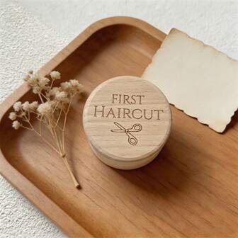 1pc Creative "FIRST HAIRCUT" Hair Keepsake Box, Commemorative Box For Baby's First Haircut, Growth Memory Storage Box, Meaningful Storage Box, Baby Shower Party Gift Box, Gift Box