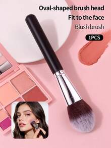 大号腮红刷，多功能单支化妆刷，高密度柔软专业化妆刷，适用于定妆粉、散粉上妆、面部晕染、修容和高光。 - 黑色 - 查看 3