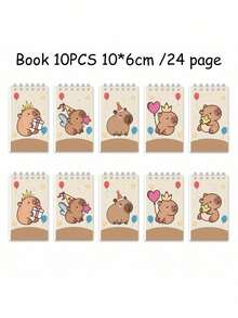 12pcs Water Vole Office Supplies Set, Including 12/10/8/6/5/4 Pieces Of Rilakkuma & Stitch Themed Cute Pocket Notebook, Memo Pad, Stationery For Students And Office Use, Perfect Back To School Gift (Some Items May Be Random) - Multicolor - View 1