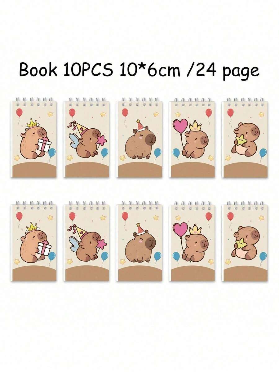 12pcs Water Vole Office Supplies Set, Including 12/10/8/6/5/4 Pieces Of Rilakkuma & Stitch Themed Cute Pocket Notebook, Memo Pad, Stationery For Students And Office Use, Perfect Back To School Gift (Some Items May Be Random) - Multicolor - View 1