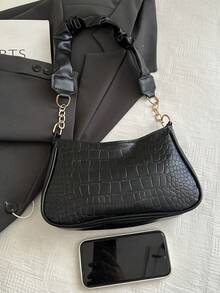 New Fashion Retro Commuting Black Simple Pleated One-Shoulder Cloud Bag - Black - View 7