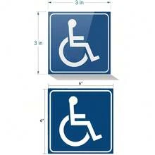 2026新款 - 畅销款 - 单件装 - 蓝色轮椅无障碍标识标签 - 尺寸：3英寸 x 6英寸 - 防水自粘，适用于残疾人通道和入口 / 单件装残疾人停车许可证标志 - 轮椅残疾人标识标签 - 方形 - 查看 14