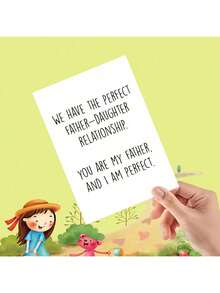 Perfect Father-Daughter Greeting Card With Envelope, Father's Day Card, Birthday Congratulations Card, Appreciation Card, Birthday Gift From Daughter To Father - Linen Dark Red Envelope - View 3