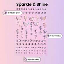 Face Diamond Sticker Aurora 3D Makeup Facial Adhesive Accessories Concert Sparkle Pearl Decal Performance - Multicolor - View 9