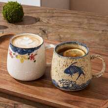 1pc Japanese Retro Ceramic Mug, Large Capacity Breakfast Cup, Office Coffee Cup, Best Gift For Father's Day And Mother's Day - Multicolor - View 9