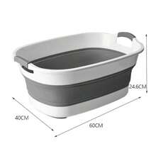 QICHEN Cesta Plegable de plástico para la Colada contenedor de Almacenamiento Plegable y Organizador Portátil y ahorro de espacio 60CM*40CM Gris - Gris - Ver 4