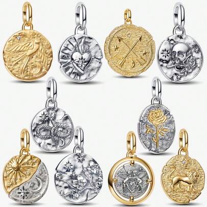 1个心形吊坠，镀银，适合手链项链，DIY礼物