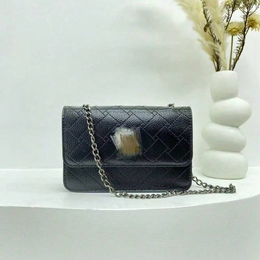 New Color Block Chain Mini Square Shoulder Bag,  High-End Contrast Color Crossbody Purse For Women, Evening Clutch Suitable For Gifts---- - 黑色 - 查看 1