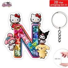 2D打印圣诞字母卡通钥匙扣，A-Z字母主题亚克力钥匙扣，包包挂件，背包和钱包挂饰，汽车钥匙扣，卡通挂件，女士钥匙扣，钥匙链 - 彩色 - 查看 20